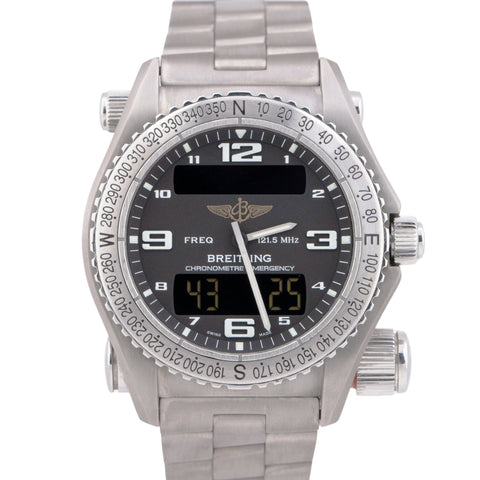 Breitling Emergency Chronograph Black Titanium Quartz 43mm E76321 Watch