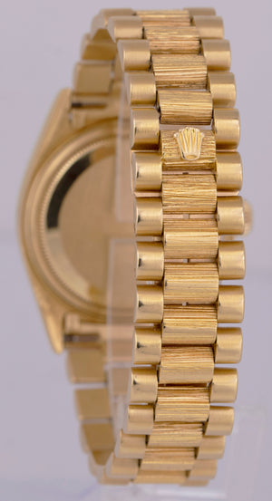 1980 Rolex Day-Date President 36mm Champagne BARK Quickset 18K Gold Watch 18078