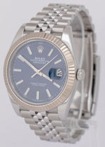 MINT PAPERS Rolex DateJust 41 BLUE Stainless Steel 18K Fluted Oyster 126334 BOX