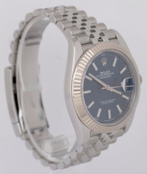 MINT PAPERS Rolex DateJust 41 BLUE Stainless Steel 18K Fluted Oyster 126334 BOX