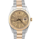 Rolex DateJust 36mm CHAMPAGNE 18K Yellow Gold Stainless Steel OYSTER 16013