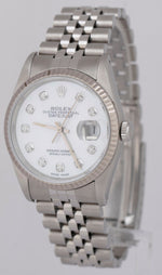 MINT Rolex DateJust 36mm Jubilee Diamond Mother of Pearl Automatic Watch 16234