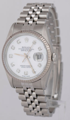 MINT Rolex DateJust 36mm Jubilee Diamond Mother of Pearl Automatic Watch 16234