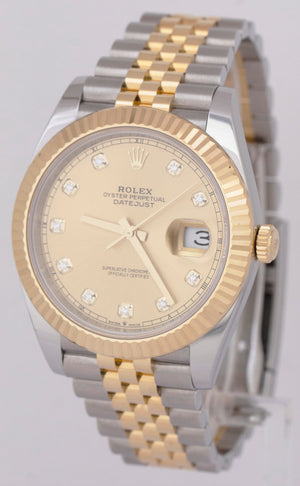 MINT PAPERS Rolex DateJust 41mm FACTORY DIAMOND Jubilee Fluted Watch 126333 BOX