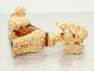 Vintage 18k Yellow Gold Poodle Brooch - Solid Gold Sitting Dog Pin