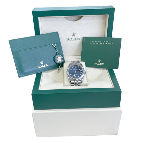 MINT 2024 Rolex DateJust 41 BLUE 18K Gold Steel JUBILEE Fluted 41mm 126334 BOX