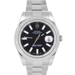 Rolex DateJust II 41 BLACK Steel 18K White Gold 41mm Fluted Oyster 116334
