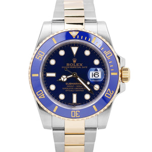 MINT Rolex Submariner Date BLUE 18K Yellow Gold Two-Tone Steel 40mm 116613 LB