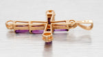 Vintage 1ctw Purple Amethyst Cross Pendant - 14k Yellow Gold Scalloped Edges