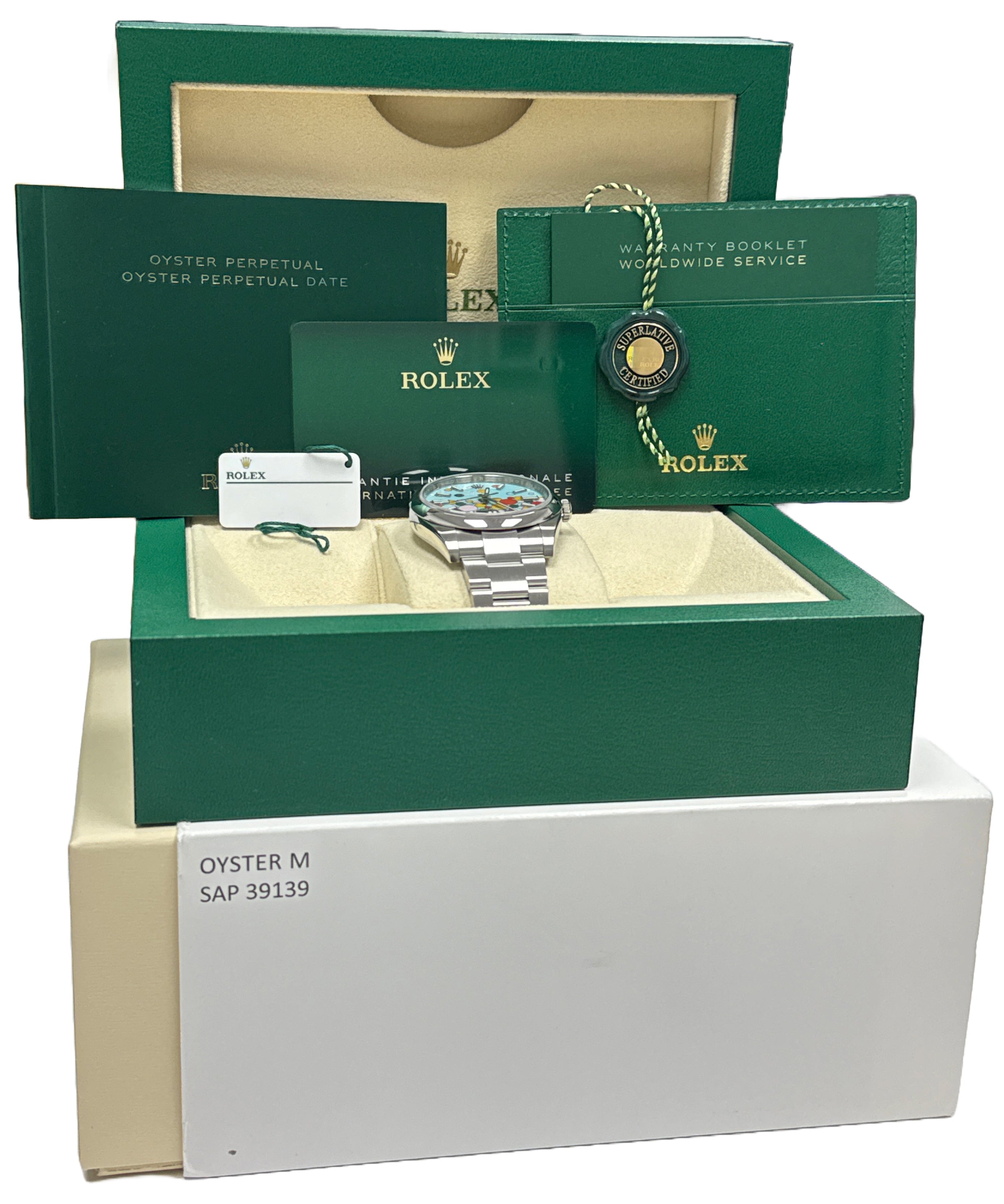 MINT 2024 PAPERS Rolex Oyster Perpetual 41 Blue CELEBRATION DIAL 41mm 124300 BOX