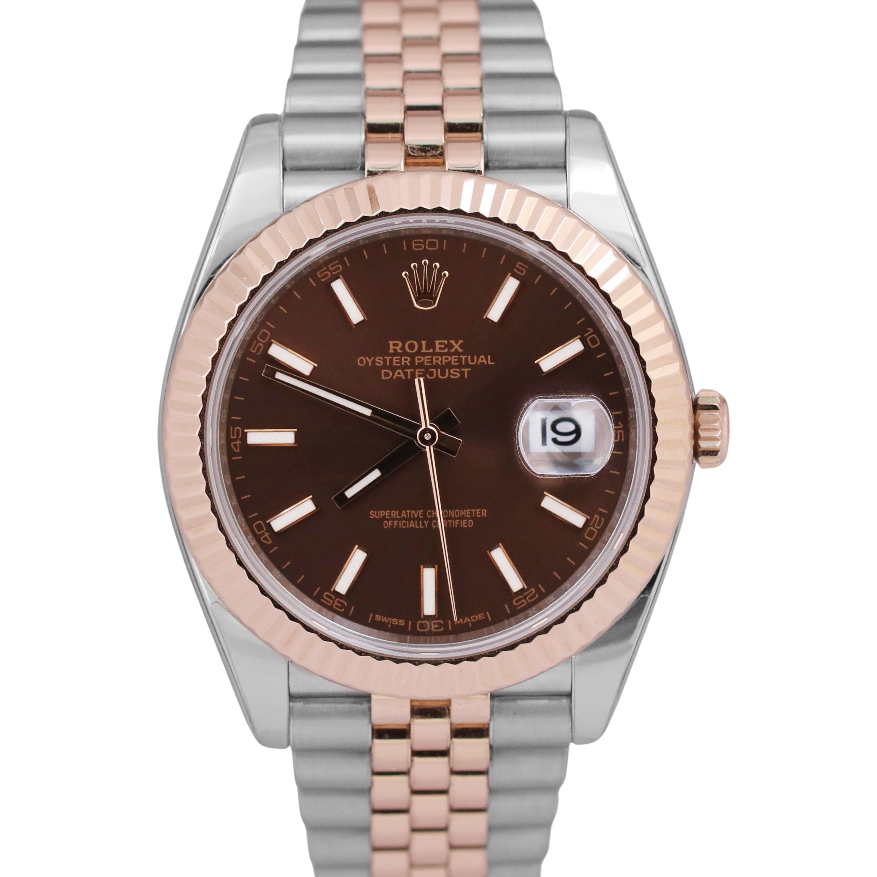 Rolex DateJust CHOCOLATE 18K Rose Gold Two-Tone Steel Brown JUBILEE 41mm 126331