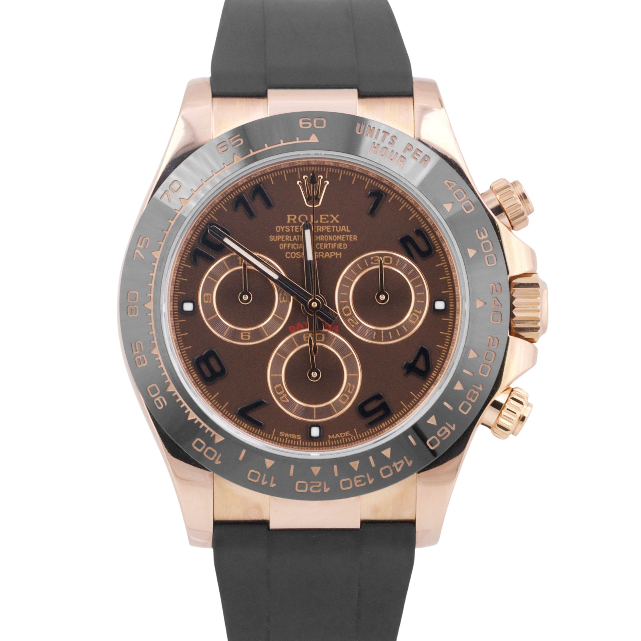 MINT Rolex Daytona CHOCOLATE RACING Arabic Brown 18K Rose Gold Watch 116515