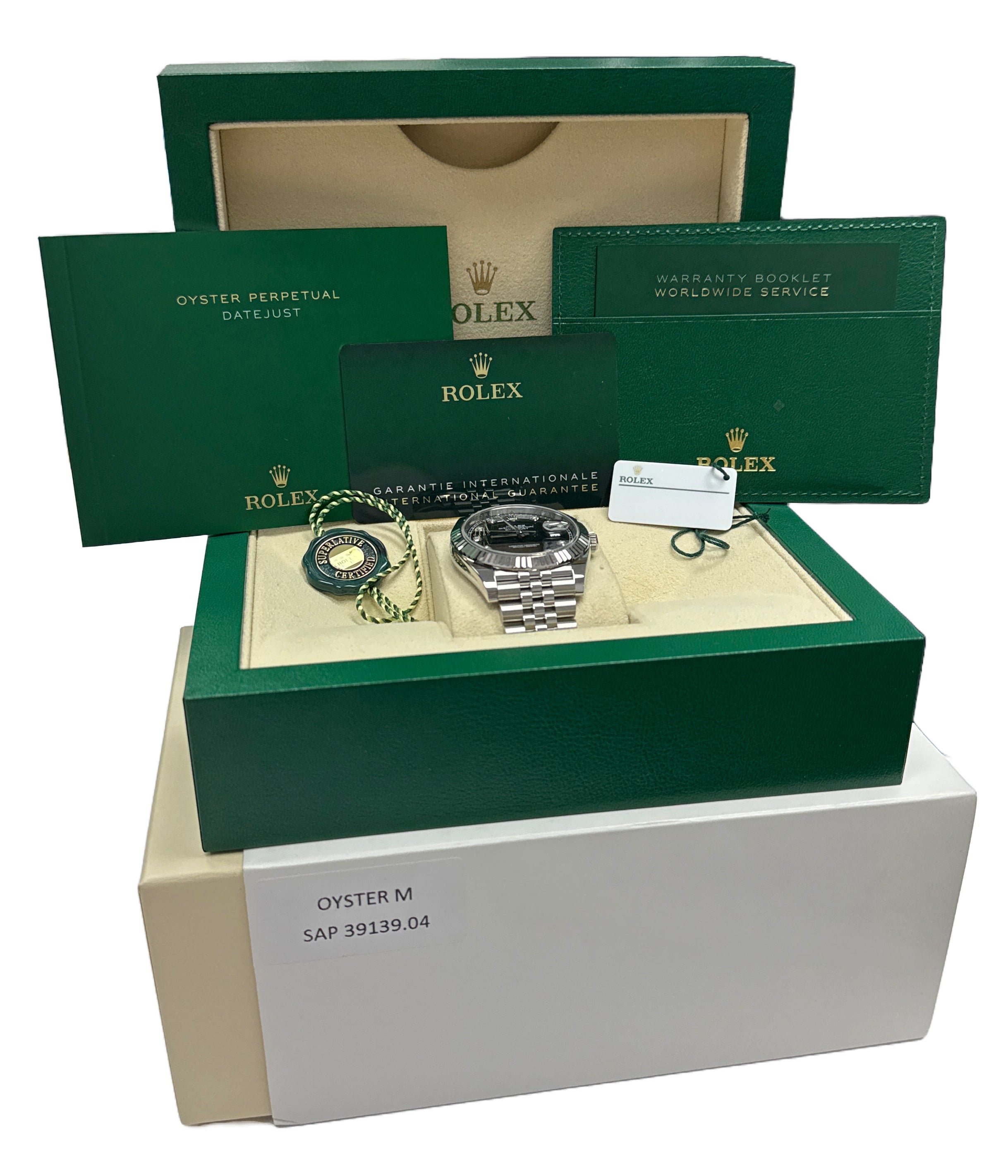 MINT 2024 PAPERS Rolex DateJust 41mm BLACK DIAMOND 18K JUBILEE Fluted 126334 BOX