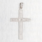 Vintage 0.01ctw Diamond Cross Pendant - 14k White Gold Charm