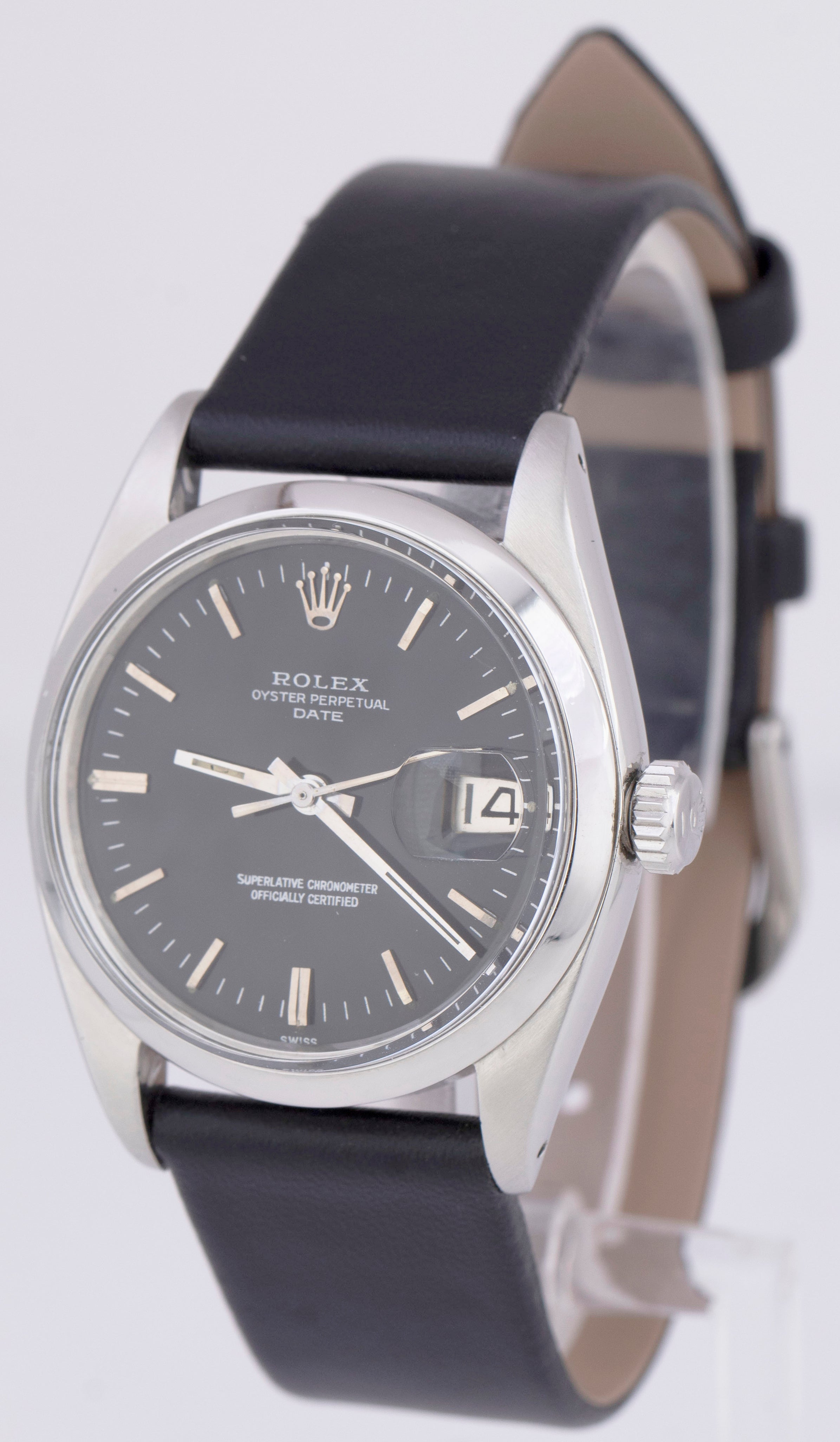 1978 Rolex Oyster Perpetual Date 34mm Silver Stainless Automatic Watch 15000