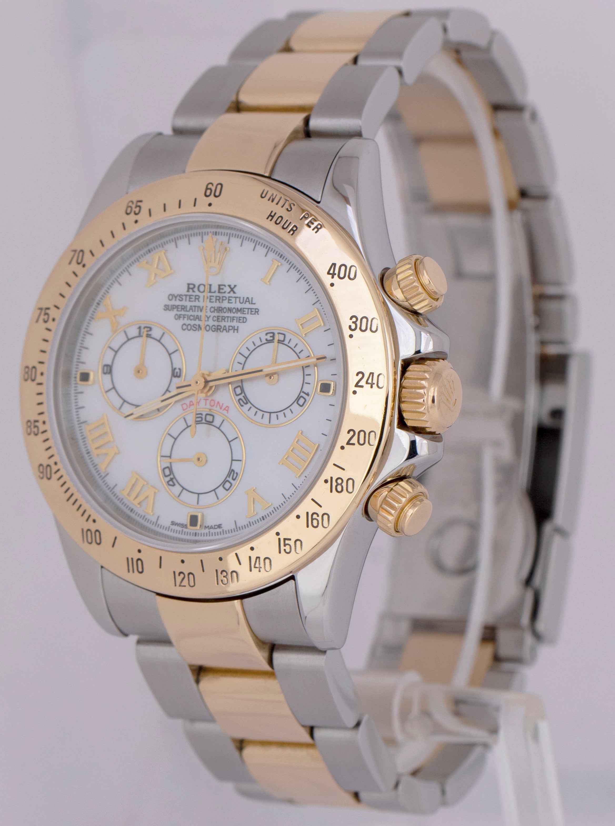 Rolex Daytona Cosmograph 40mm MOTHER OF PEARL Two-Tone Gold Steel Watch 116523