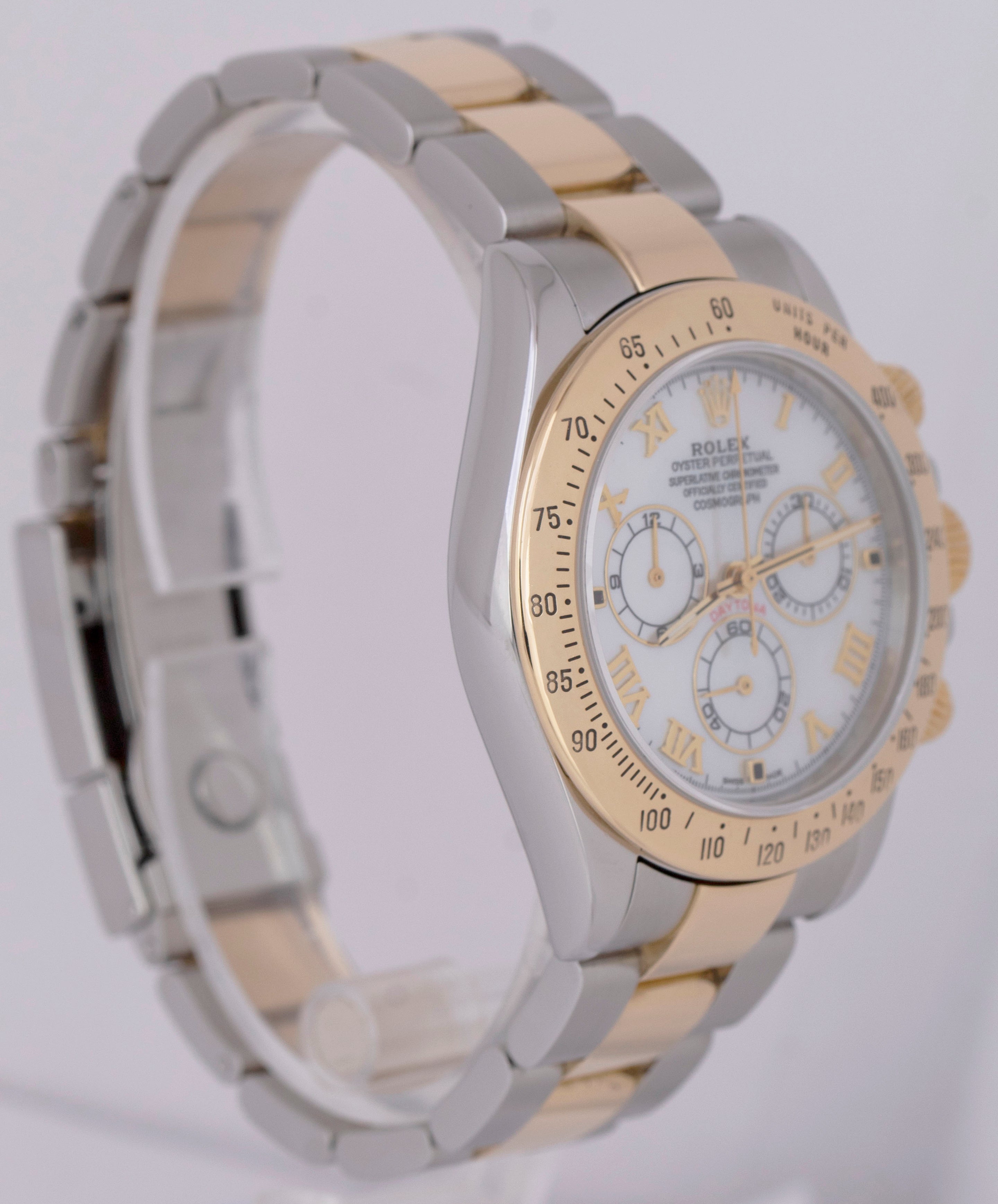 Rolex Daytona Cosmograph 40mm MOTHER OF PEARL Two-Tone Gold Steel Watch 116523