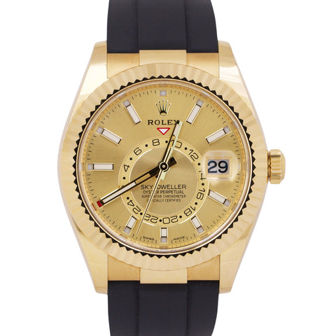 2022 NEW PAPERS Rolex Sky-Dweller 18K Gold CHAMPAGNE Oysterflex 42mm 326238 BOX