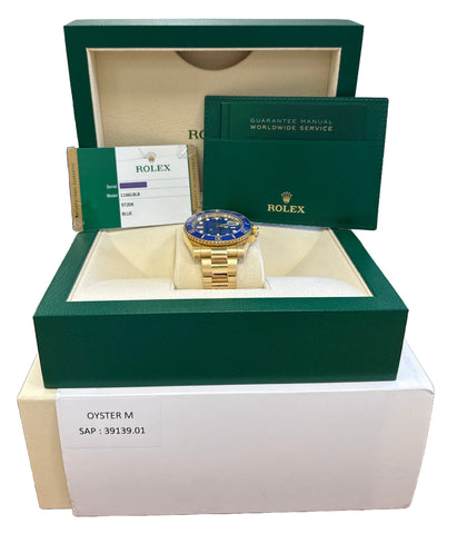 PAPERS Rolex Submariner Date BLUE 40mm Ceramic 18K Yellow Gold 116618 LB BOX