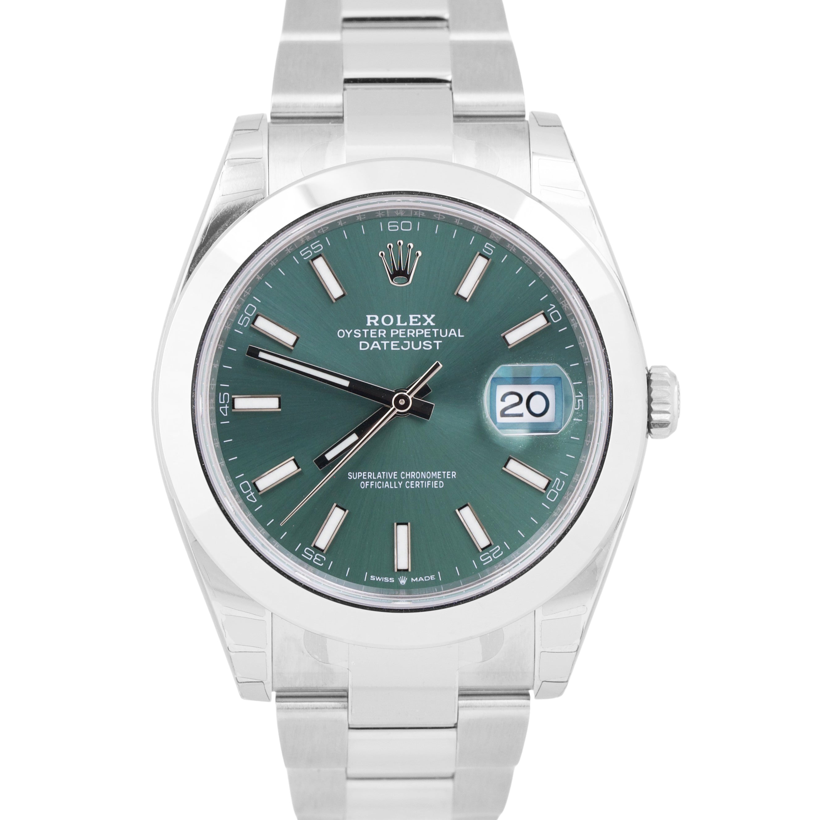 NEW STICKERED SEPT 2024 PAPERS Rolex DateJust 41mm MINT GREEN Steel 126300 BOX