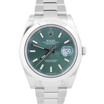 NEW STICKERED SEPT 2024 PAPERS Rolex DateJust 41mm MINT GREEN Steel 126300 BOX