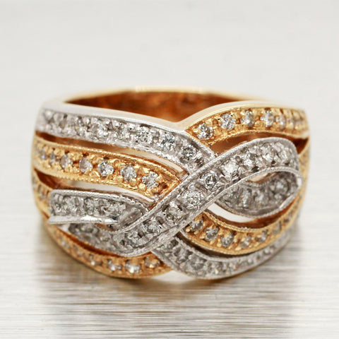 Sonia Bitton 1.25ctw Diamond Woven Waves Band Ring - 14k Yellow & White Gold