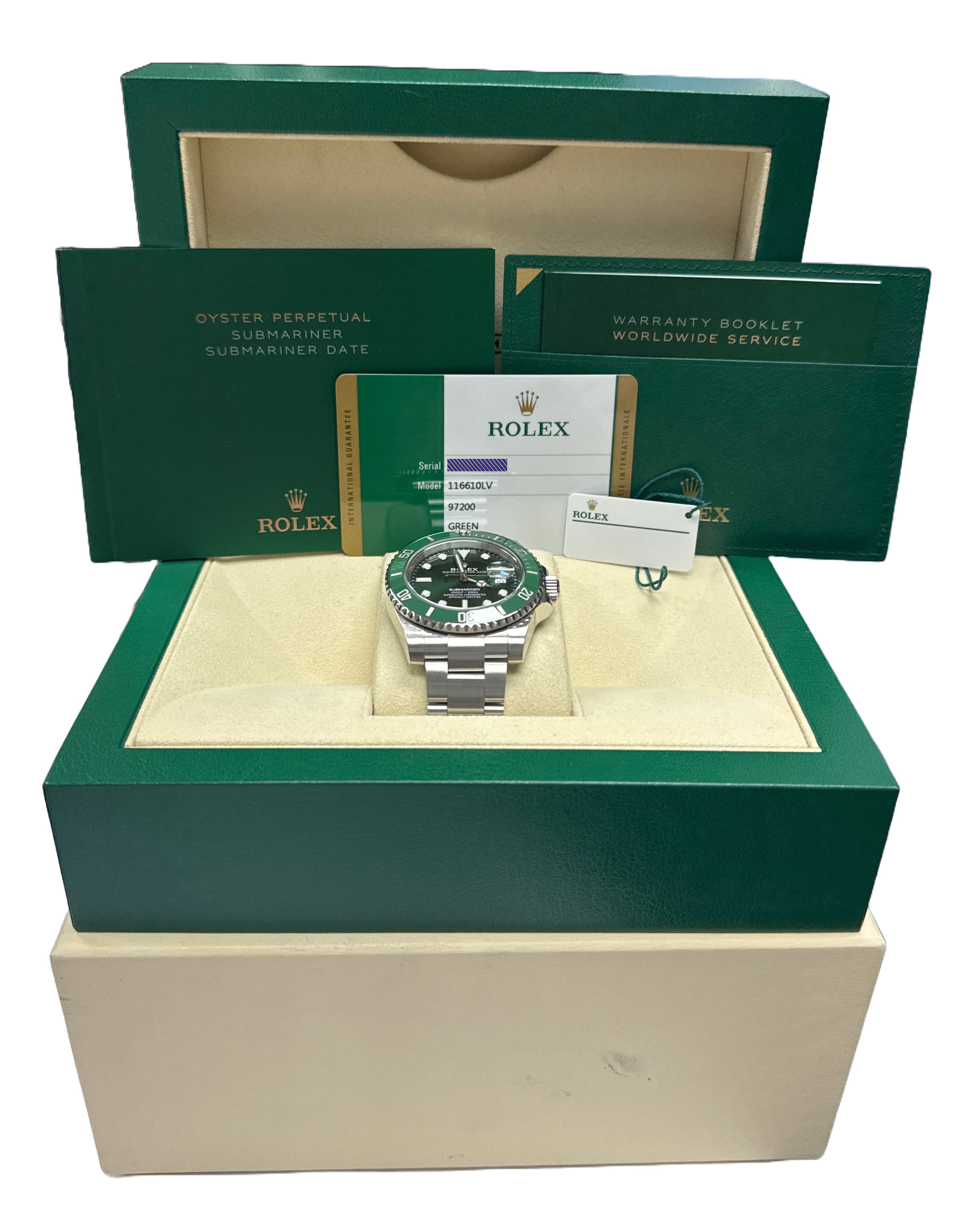 MINT 2018 PAPERS Rolex Submariner HULK Ceramic Steel Green 40mm 116610 LV BOX