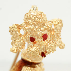 Vintage 18k Yellow Gold Poodle Brooch - Solid Gold Sitting Dog Pin