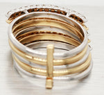 Vintage 0.70ctw Diamond Bypass Ring Stack of 5 - 14k Yellow & White Gold Bands