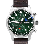 MINT PAPERS IWC Pilot GREEN 43mm Stainless Leather Chronograph IW378005 BOX