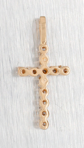 Vintage 0.10ctw Diamond Cross Pendant - 14k Yellow Gold Charm