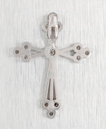 Vintage 0.10ctw Diamond Open Budded Cross Pendant - 14k White Gold Charm