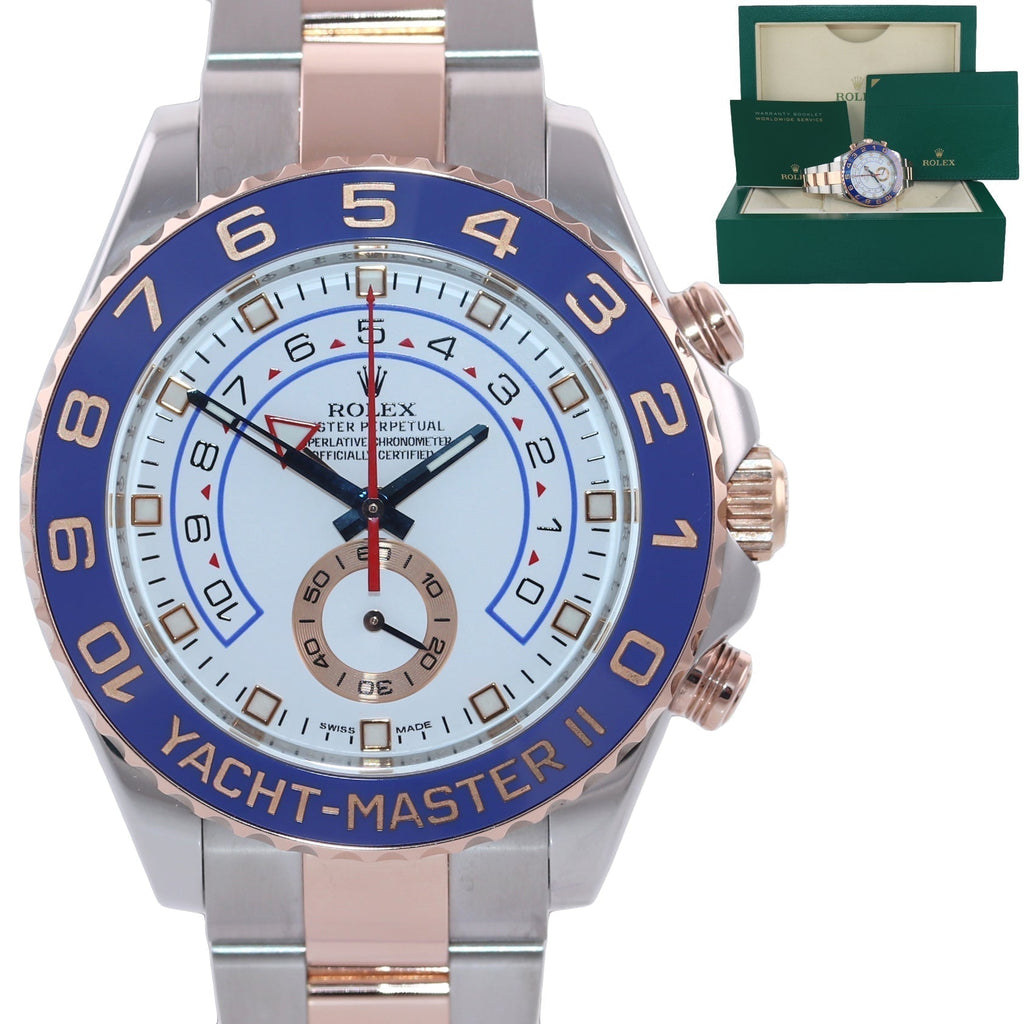 MINT Rolex Yacht-Master II 116681 Steel Everose Gold Blue hands 44mm Watch Box