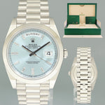MINT 2020 Rolex Platinum President Day Date 40 Blue Baguette Diamond 228206 Watch