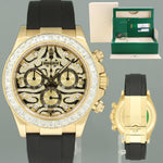 PAPERS Rolex Oysterflex Daytona 116518LN Gold Custom Eye of the Tiger Diamond Watch