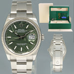 2022 NEW PAPERS Rolex DateJust Green Palm 126234 Steel Oyster White Gold Watch Box