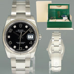 2021 NEW PAPERS Rolex Date 34mm Black Diamond 115234 Steel Oyster Band Watch Box