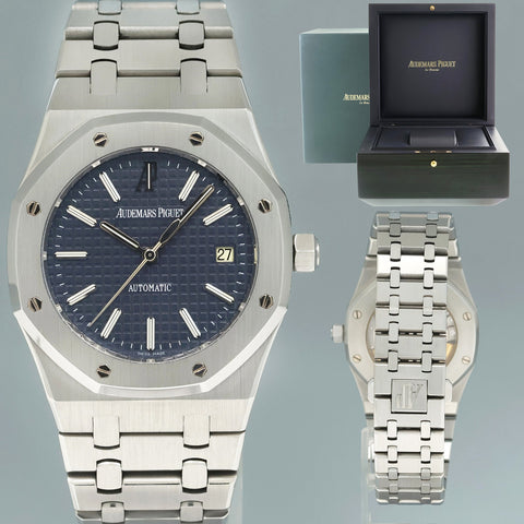 2012 MINT Audemars Piguet Royal Oak Blue Stick 39mm Steel 15300ST Watch Box