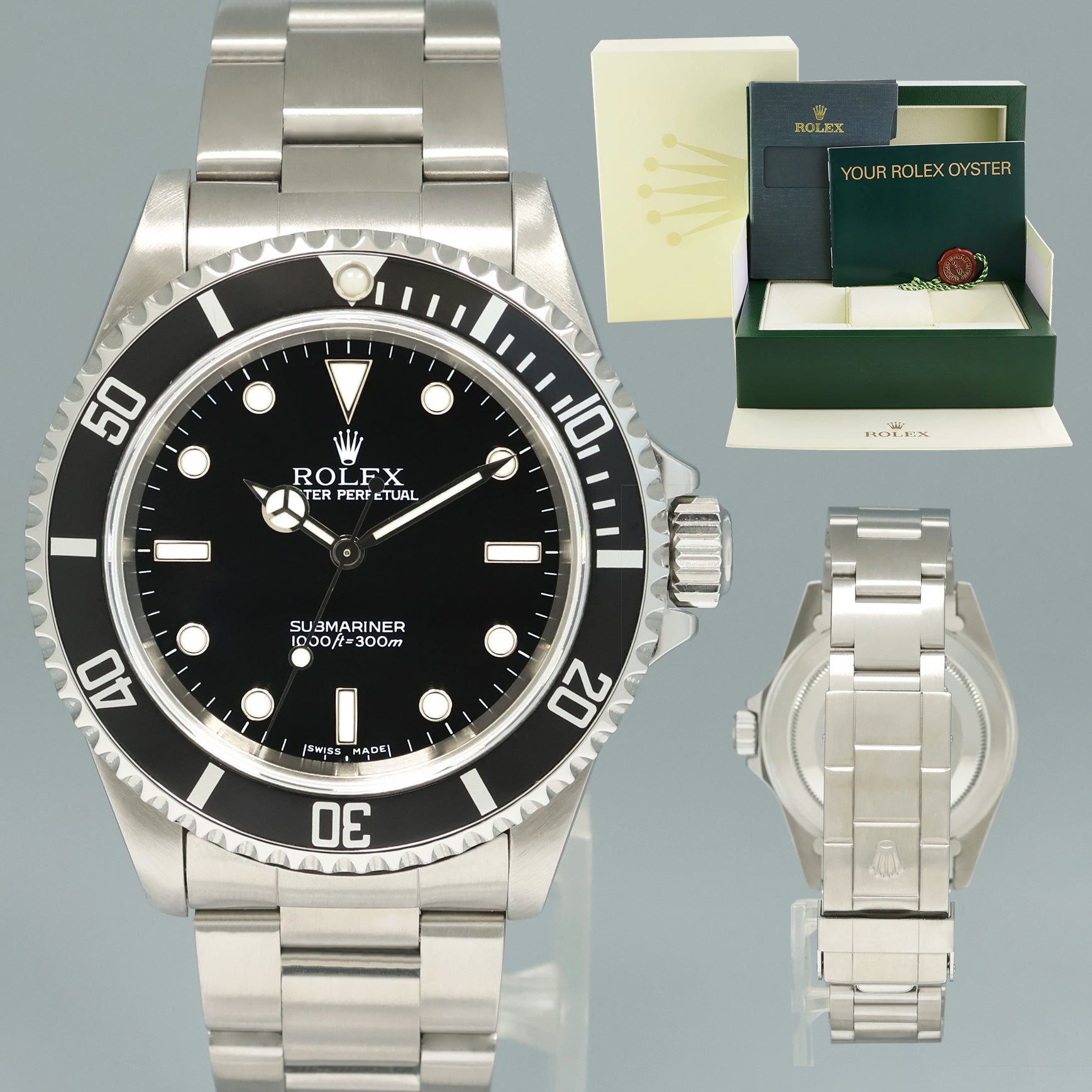 MINT 2000 Rolex Submariner No-Date 2 Line Dial 14060M Steel Black 40mm Watch Box