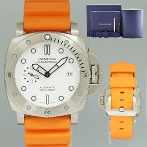 2023 NEW PAPERS Panerai PAM01226 Luminor Orange Submersible White Steel Watch