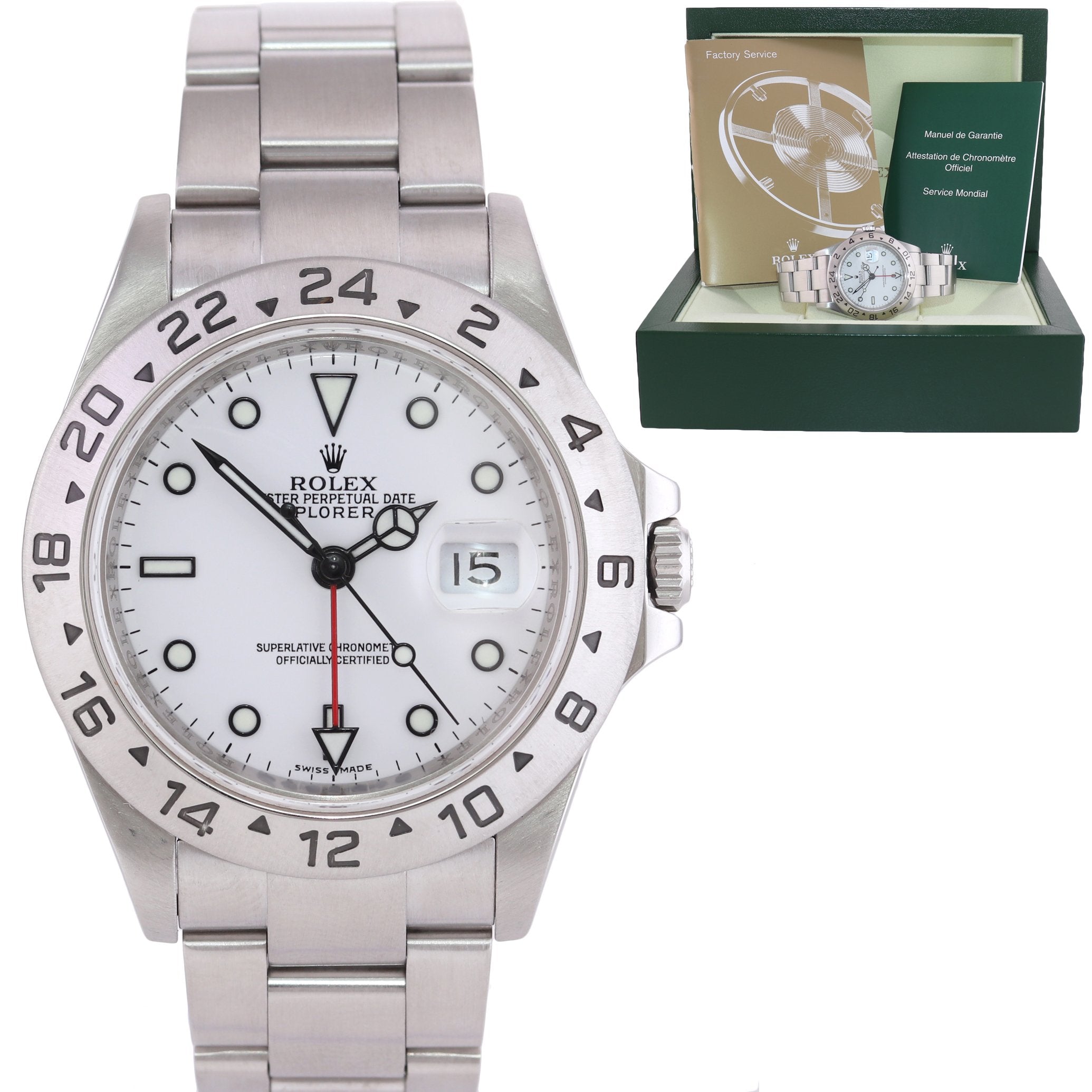 MINT 2009 ENGRAVED REHAUT Rolex Explorer II 16570 Polar 40mm Date 3186 Watch Box