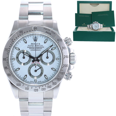 MINT 2005 Rolex Daytona 116520 White Dial Steel Chronograph 40mm Watch Box