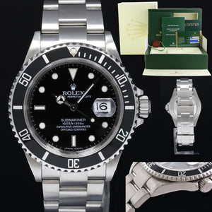 2008 MINT PAPERS Rolex Submariner Date 16610 Steel Black Rehaut Watch Box