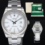 MINT PAPERS Rolex Datejust 2 41MM White Stick 116334 White Gold Fluted Watch