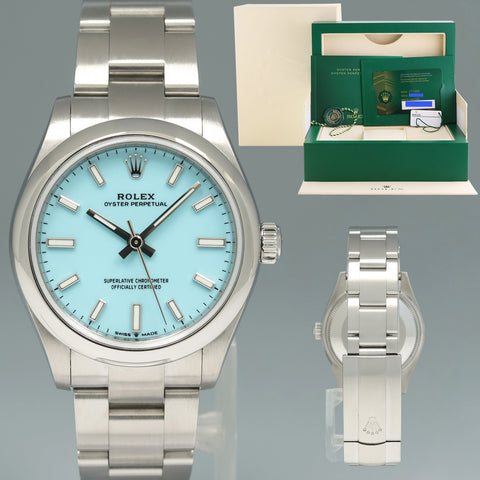 SEPT 2024 NEW PAPERS Rolex Oyster 277200 Perpetual 31mm Tiffany BLUE Watch Box