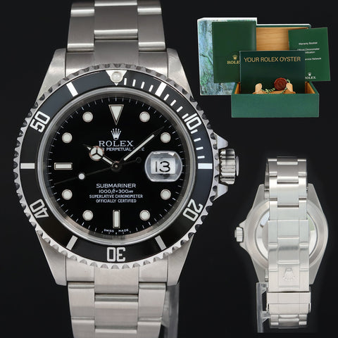 2001 MINT Rolex Submariner Date 16610 Steel Black 40mm Oyster Watch Box