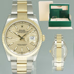 2023 Rolex DateJust 36mm Champagne Motif Two Tone Gold Oyster 126233 Watch Box
