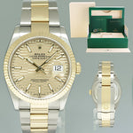 2023 Rolex DateJust 36mm Champagne Motif Two Tone Gold Oyster 126233 Watch Box