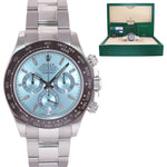 MINT 2018 PAPERS Rolex Daytona 116506 Platinum Glacier Blue Diamond Baguette Watch