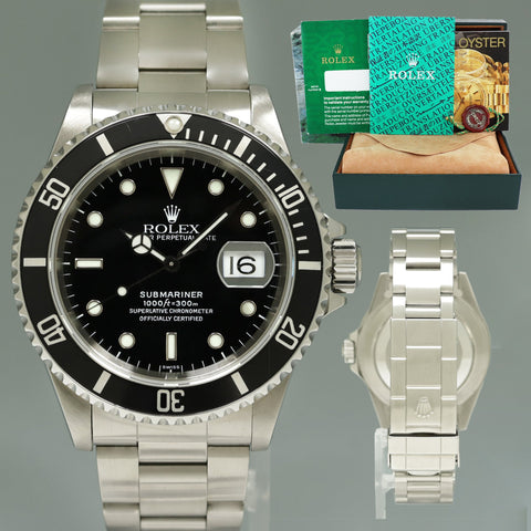 1999 Swiss Only Dial Rolex Submariner Date 16610 Steel Black 40mm Watch Box